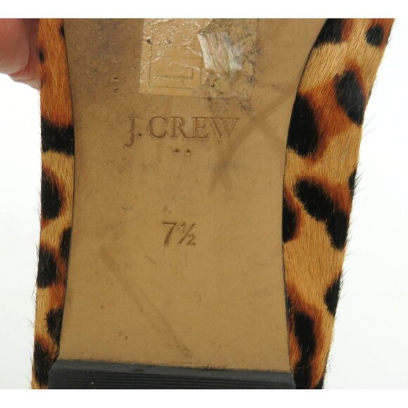 J.Crew Shoes Womens Size 7.5 Leopard Calf Hair Black Cap Toe Ballet Flats - Picture 8 of 8